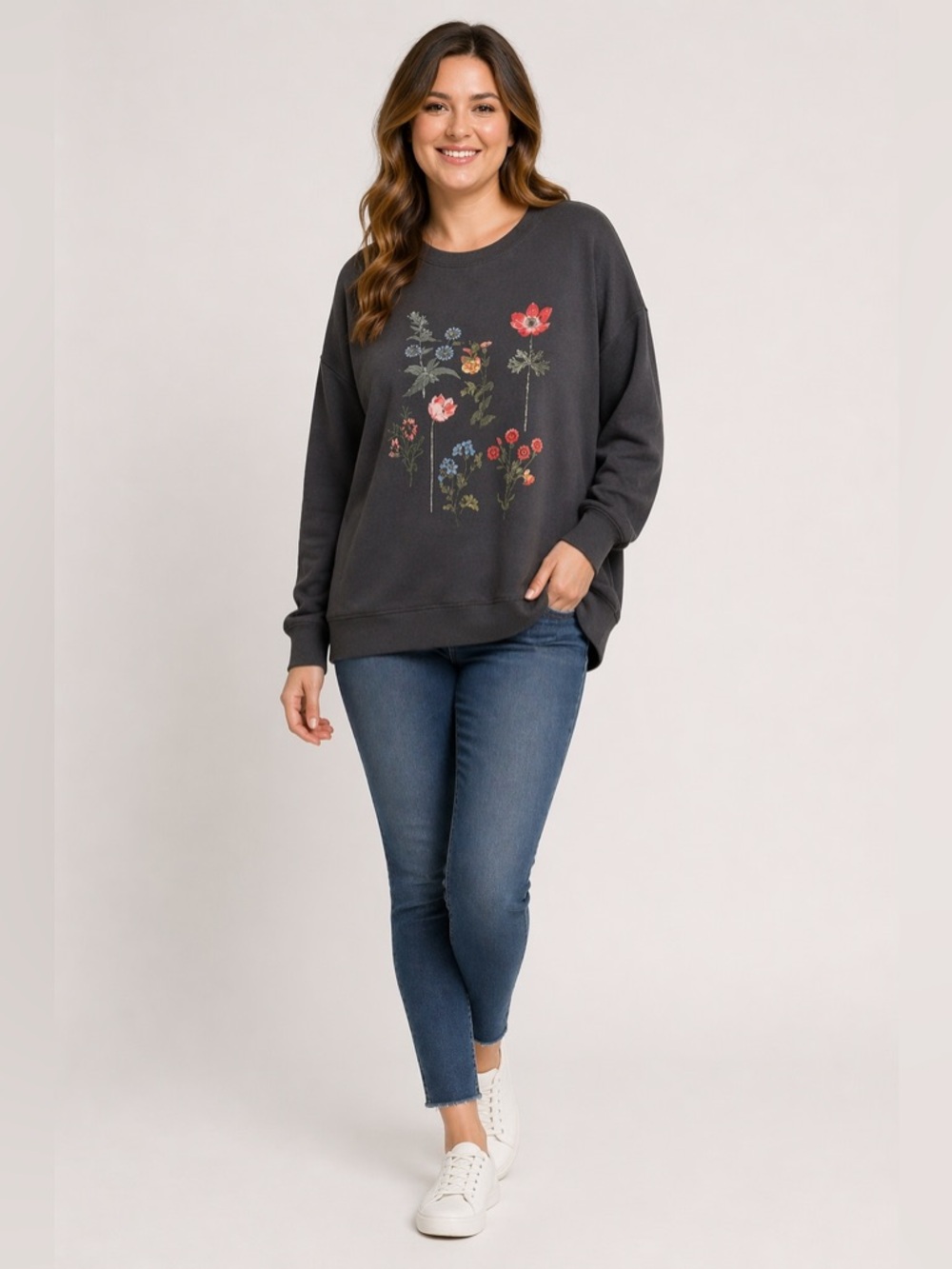 C&C California Floral Sweatshirt 3X NWT Terry Lined Relaxed Fit Pullover